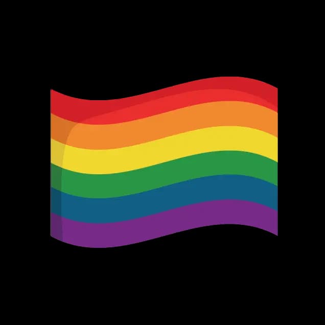 A pride flag waving with a transparent background.